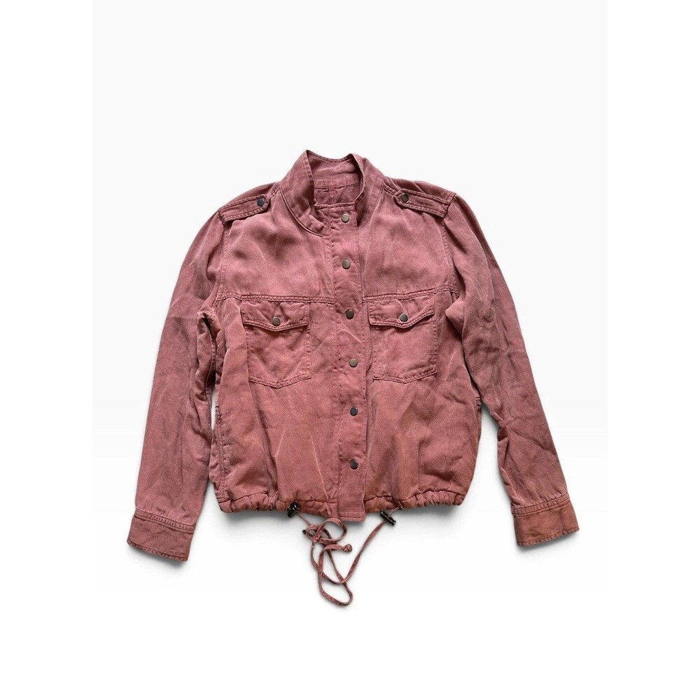 Rails Military Jacket Women’s S Crop Dusty Rose Filed Safari Utility Linen Blend